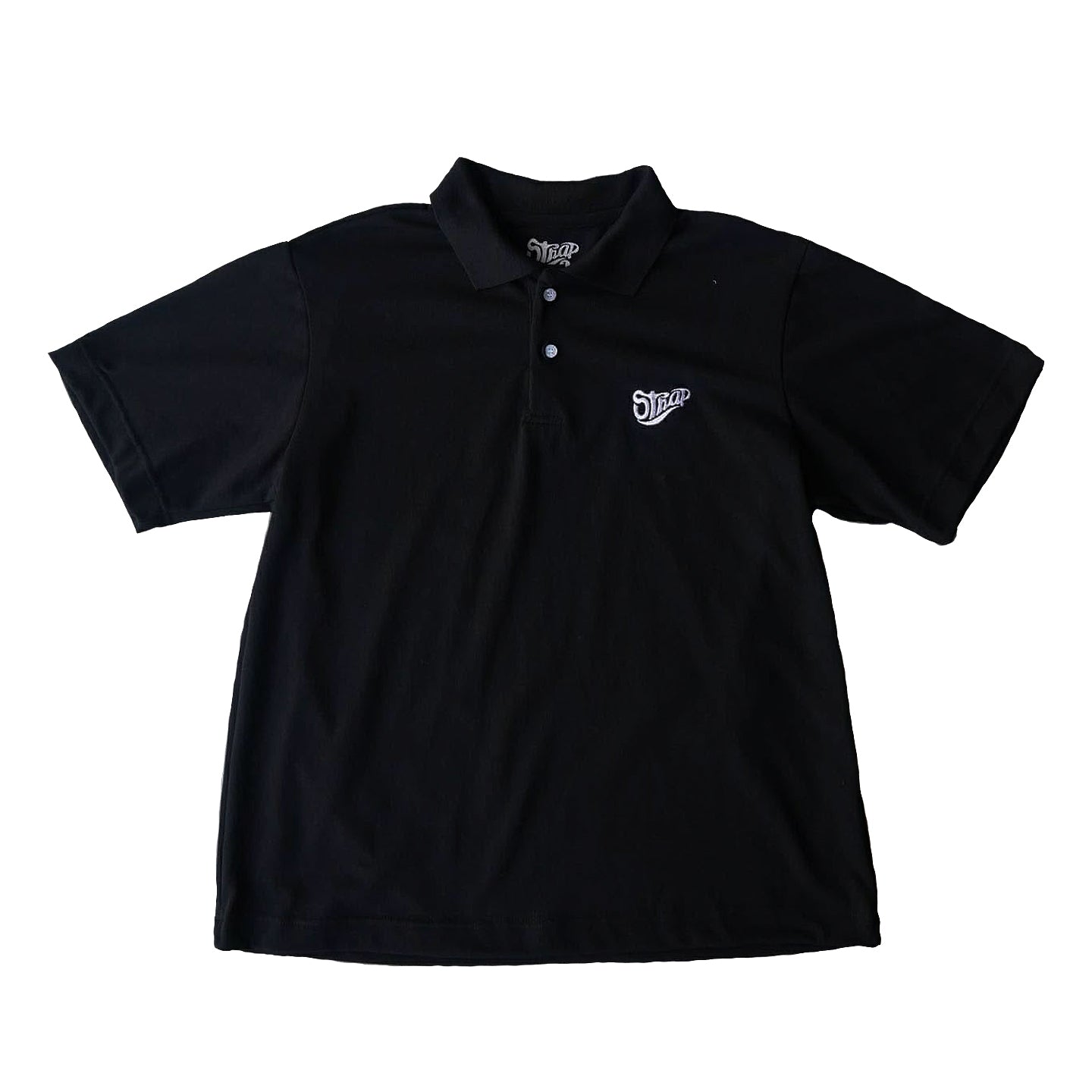 STRAP EMBROIDERED LOGO POLO SHIRT BLACK
