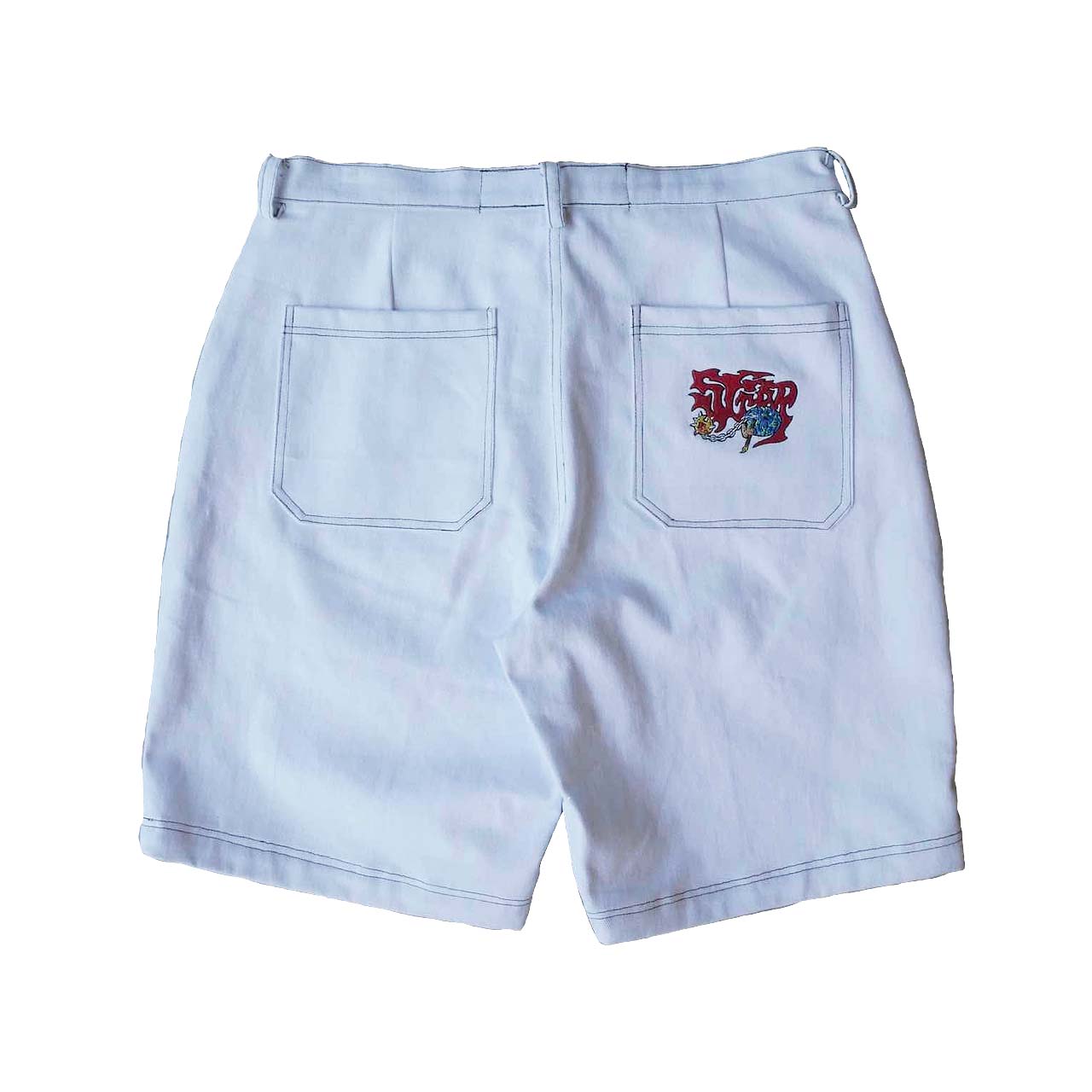 STRAP SPIKE LOGO SHORT PANTS WHITE