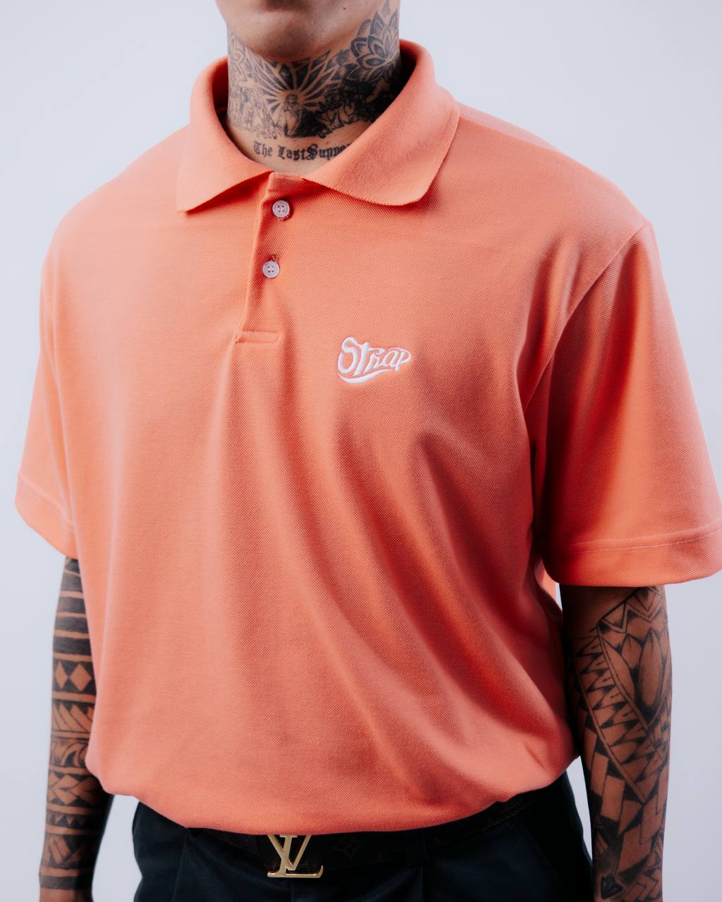 STRAP BASIC POLO SHIRT PEACH