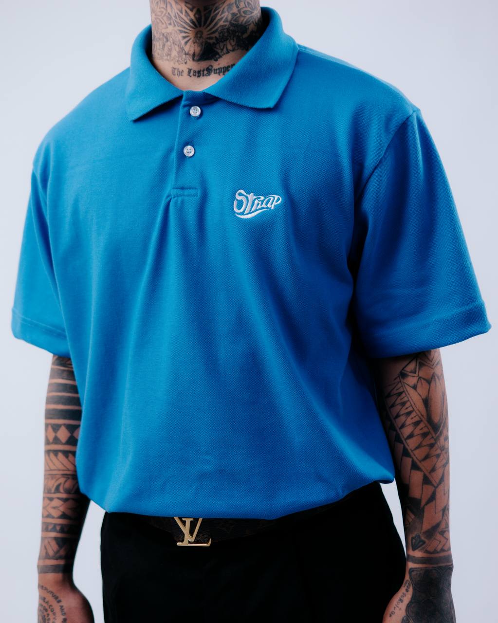 STRAP BASIC POLO SHIRT AQUA BLUE