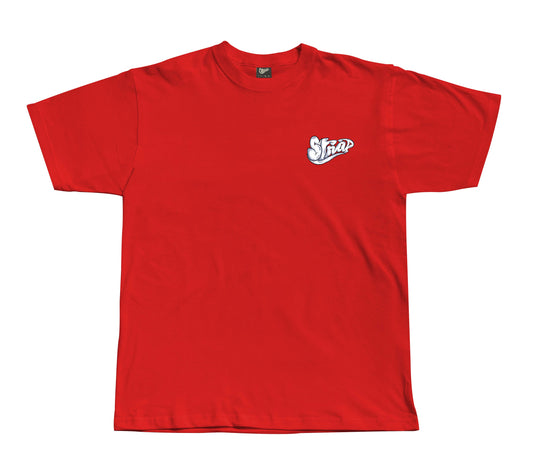 STRAP BUBBLE LETTERS LOGO TEE RED
