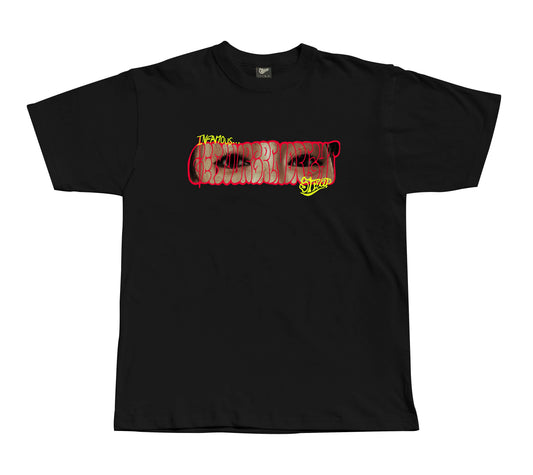 STRAP BUBBLE LETTERS TEE BLACK