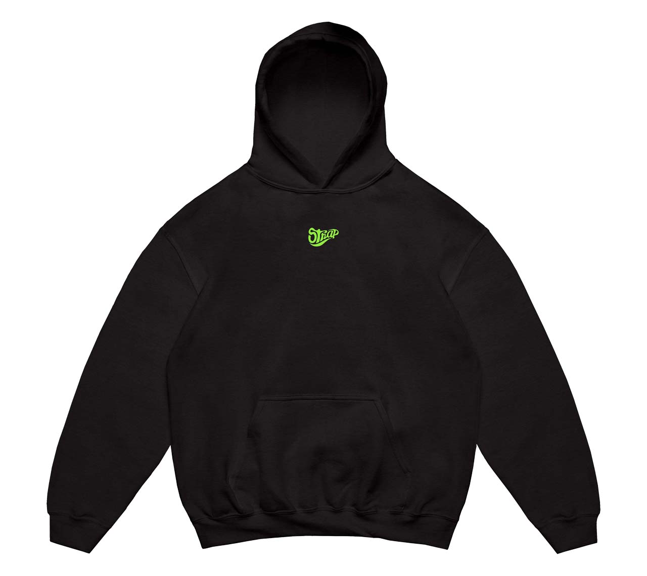 STRAP PULL OVER HOODIE BLACK