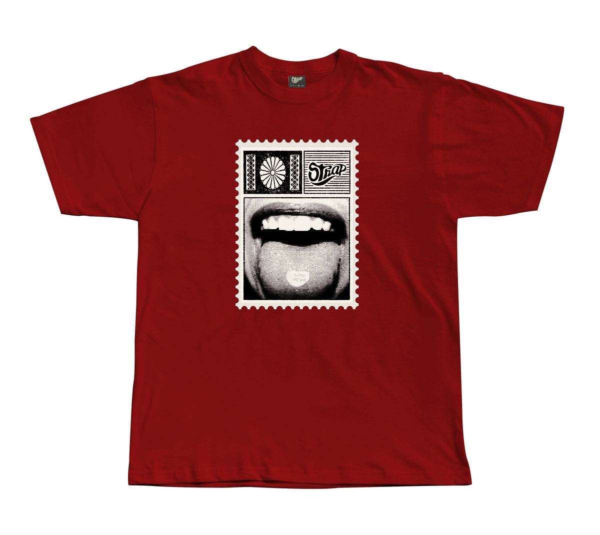 STRAP POSTCARD TEE MAROON