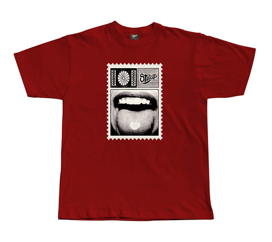 STRAP POSTCARD TEE MAROON