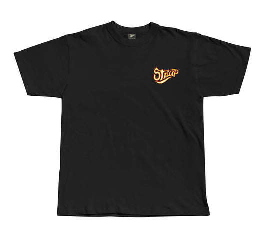 STRAP FLAME LOGO TEE BLACK