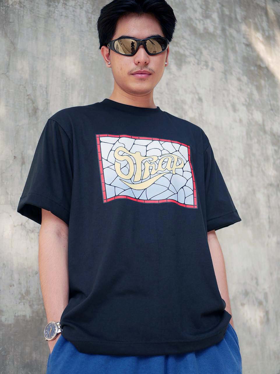 STRAP MOSAIC LOGO TEE BLACK