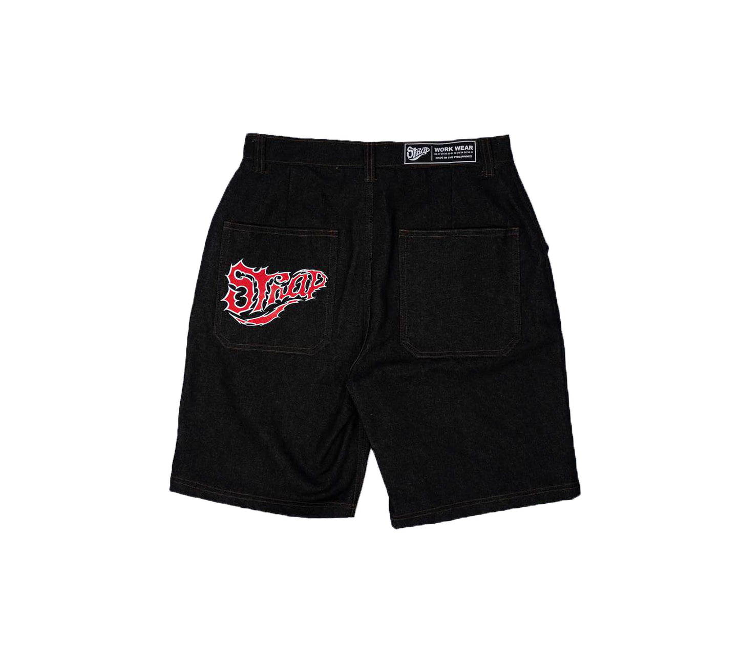 STRAP HERITAGE DENIM JORTS BLACK