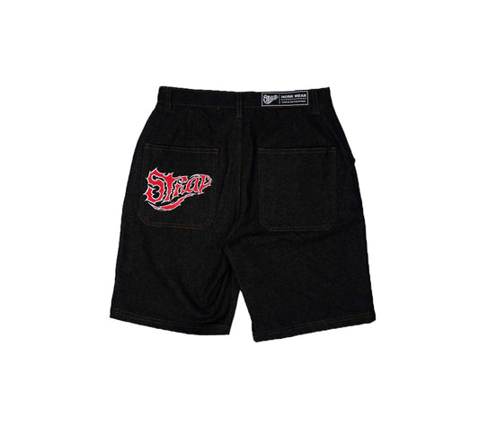 STRAP HERITAGE DENIM JORTS BLACK